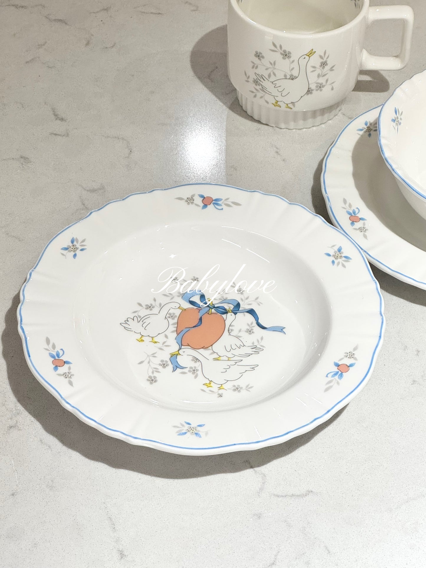 Goose and Floral Ceramic Tableware Set