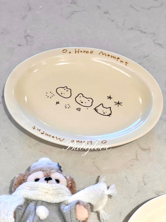 Cute Animal Sketch Ceramic Plate