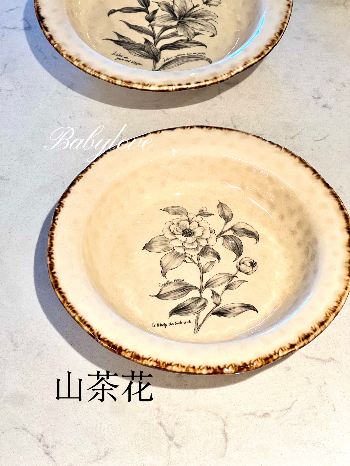 Vintage Botanical Deep Plate Set- 8.5 inches