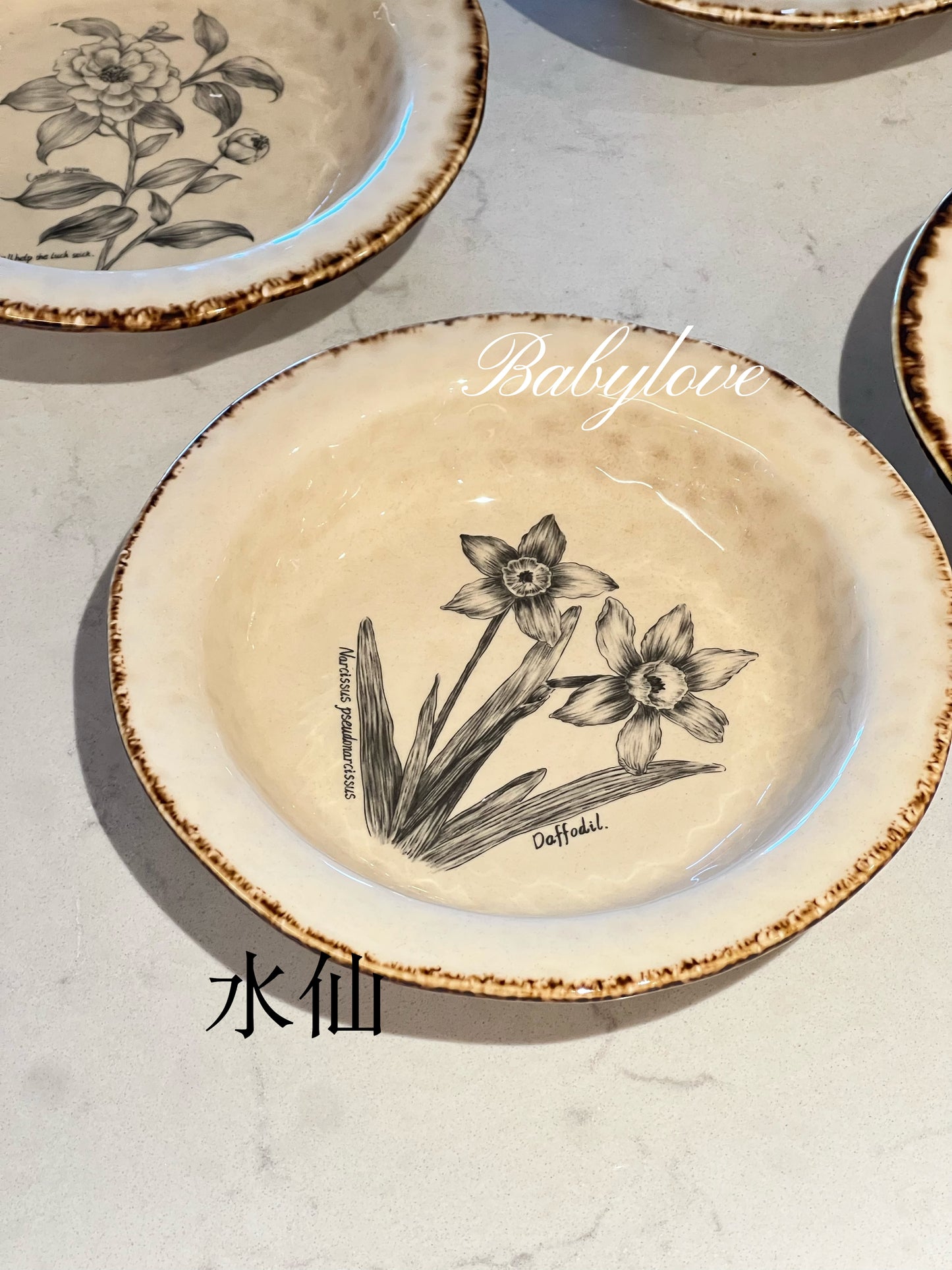 Vintage Botanical Deep Plate Set- 8.5 inches