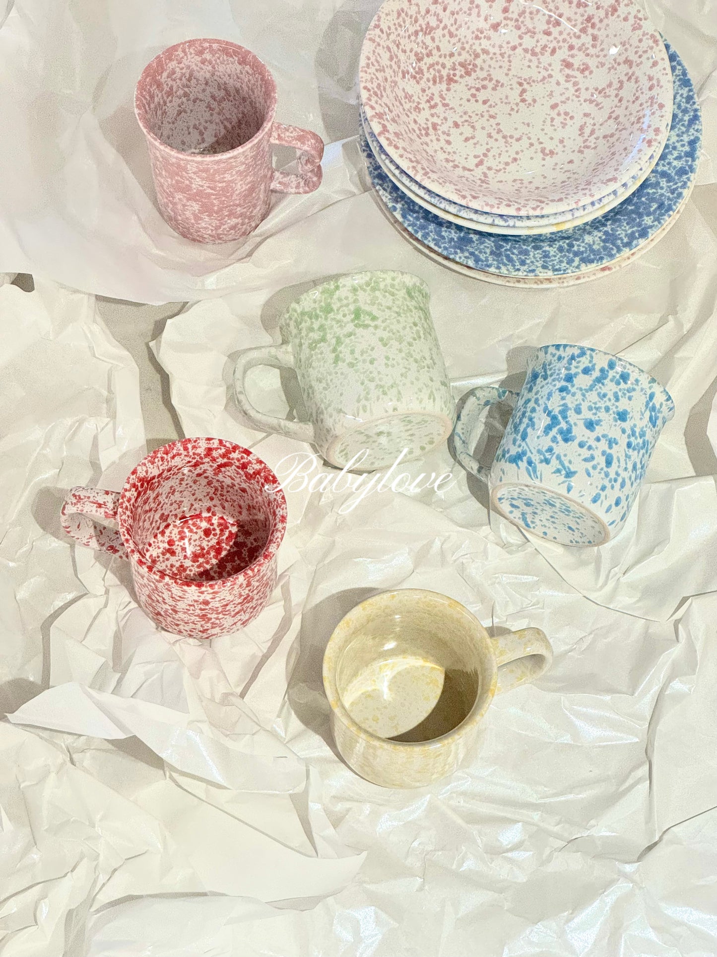 Korean Style Splatter Ceramic Mug – Colorful Minimalist Design ☕✨