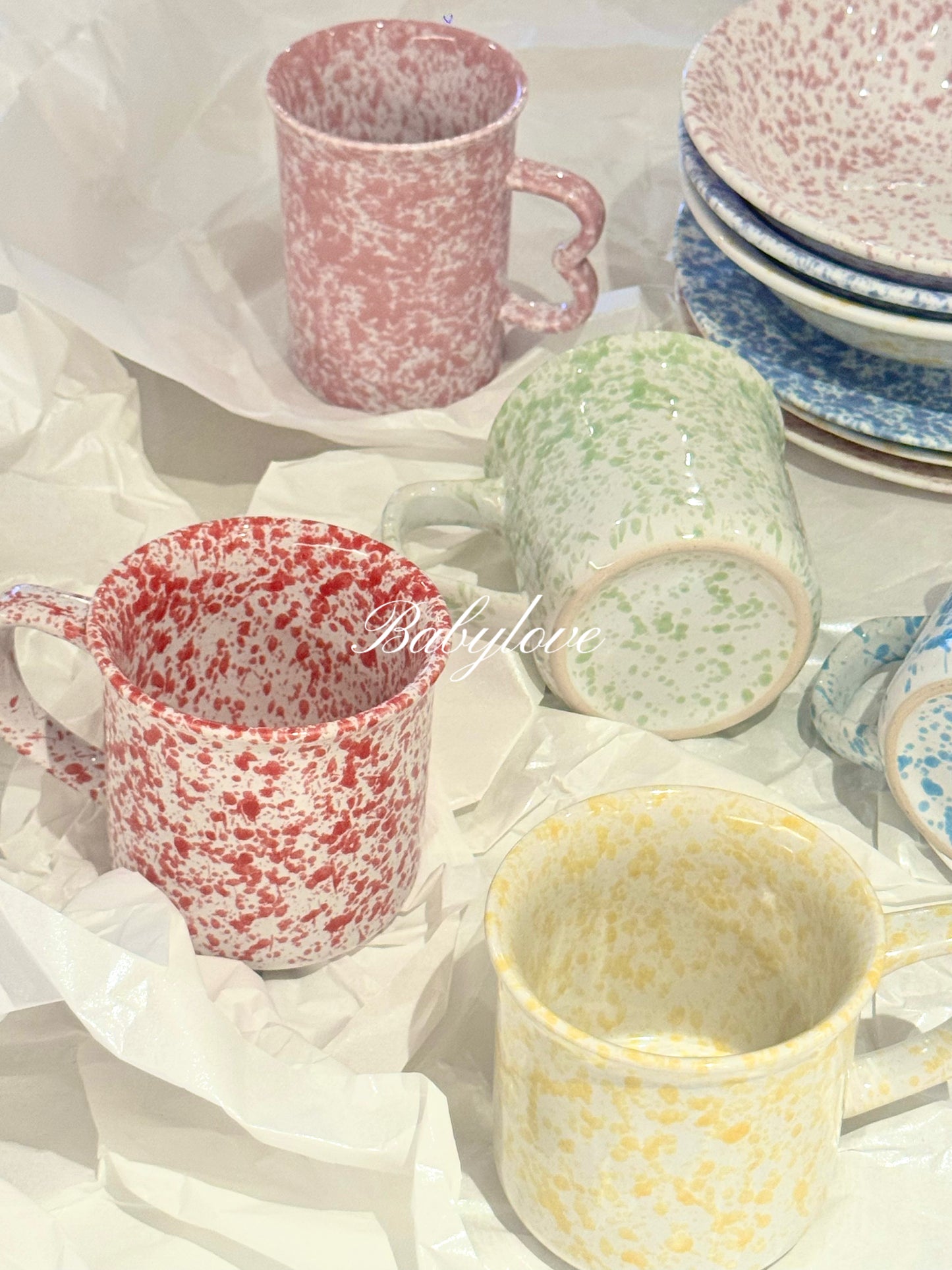 Korean Style Splatter Ceramic Mug – Colorful Minimalist Design ☕✨