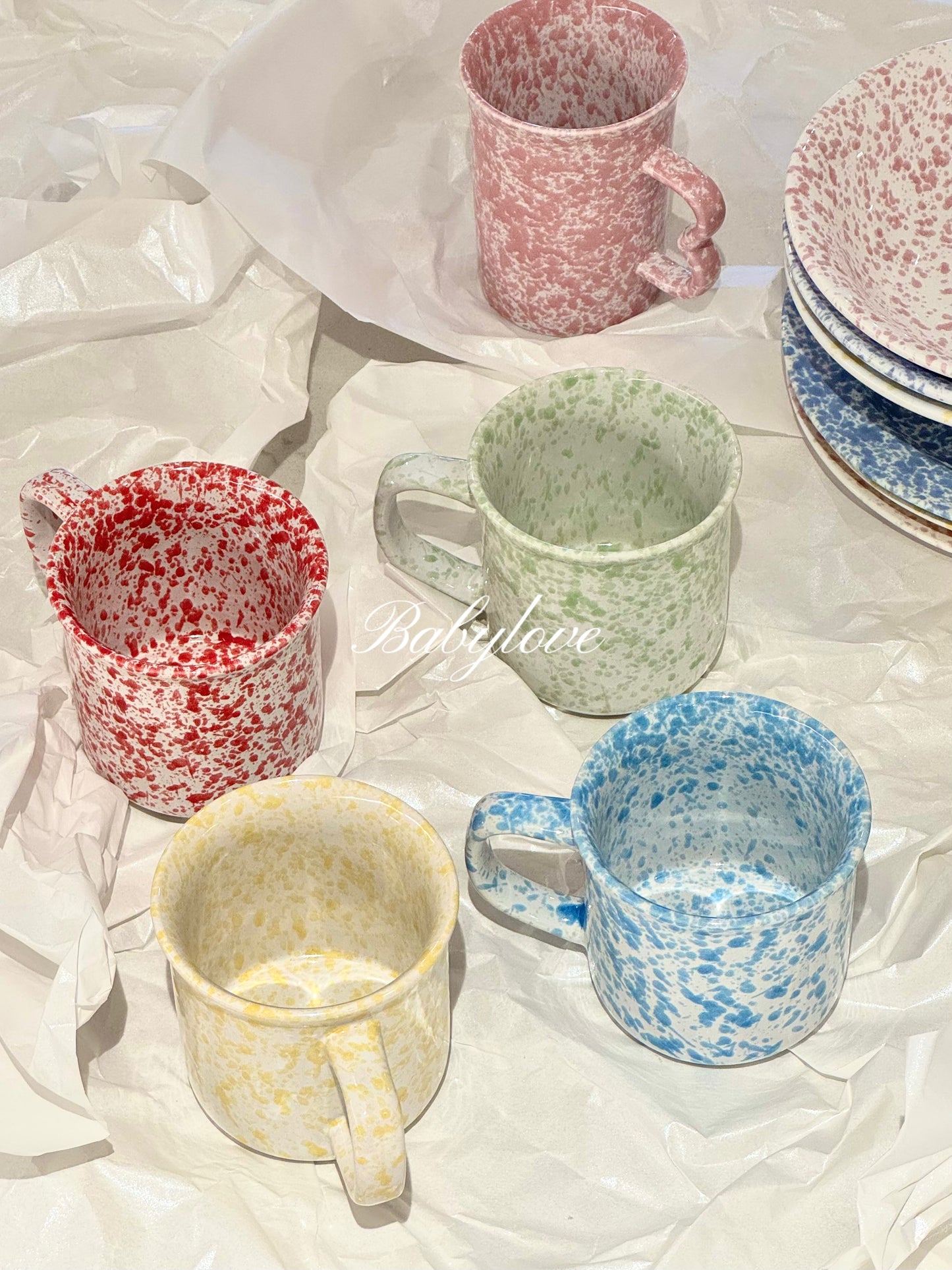 Korean Style Splatter Ceramic Mug – Colorful Minimalist Design ☕✨
