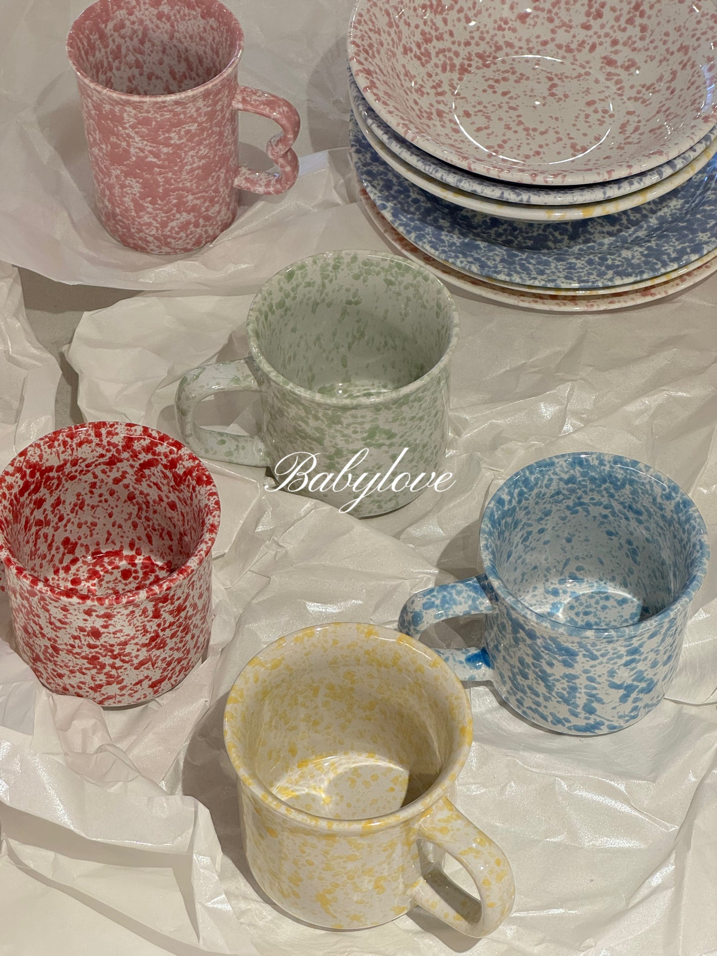 Korean Style Splatter Ceramic Mug – Colorful Minimalist Design ☕✨